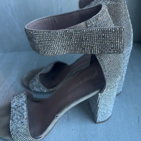 ** Jeffrey Campbell Kassidy Glitter Jeweled Block Heel Sandals 8 - Picture 4 of 12